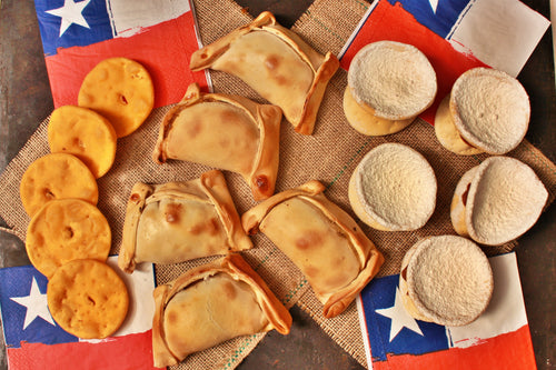 Empanadas de pino de horno, alfajores chilenitos, sopaipillas, villa alemana, quilpué. Fiestas patrias