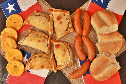 Empanadas de pino de horno, longanizas de chillán, sopaipillas, villa alemana, quilpué. Fiestas patrias